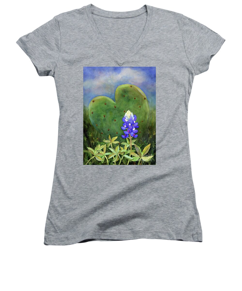 Wild Flower Women's V-Neck featuring the painting Spring Heart by Hailey E Herrera