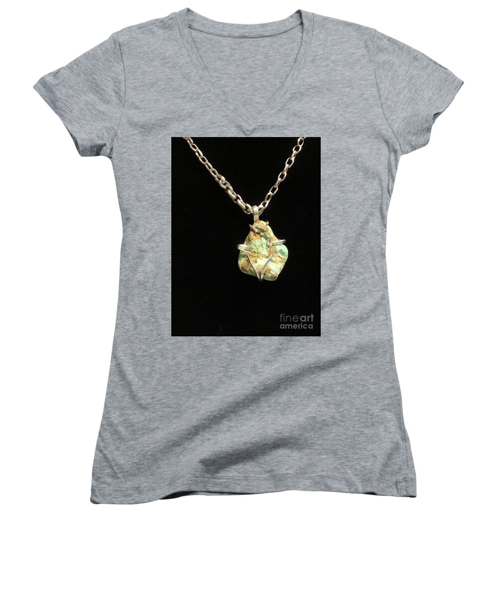 Jewelry Women's V-Neck featuring the jewelry Sterling silver turquoise pendant by Joseph Mora