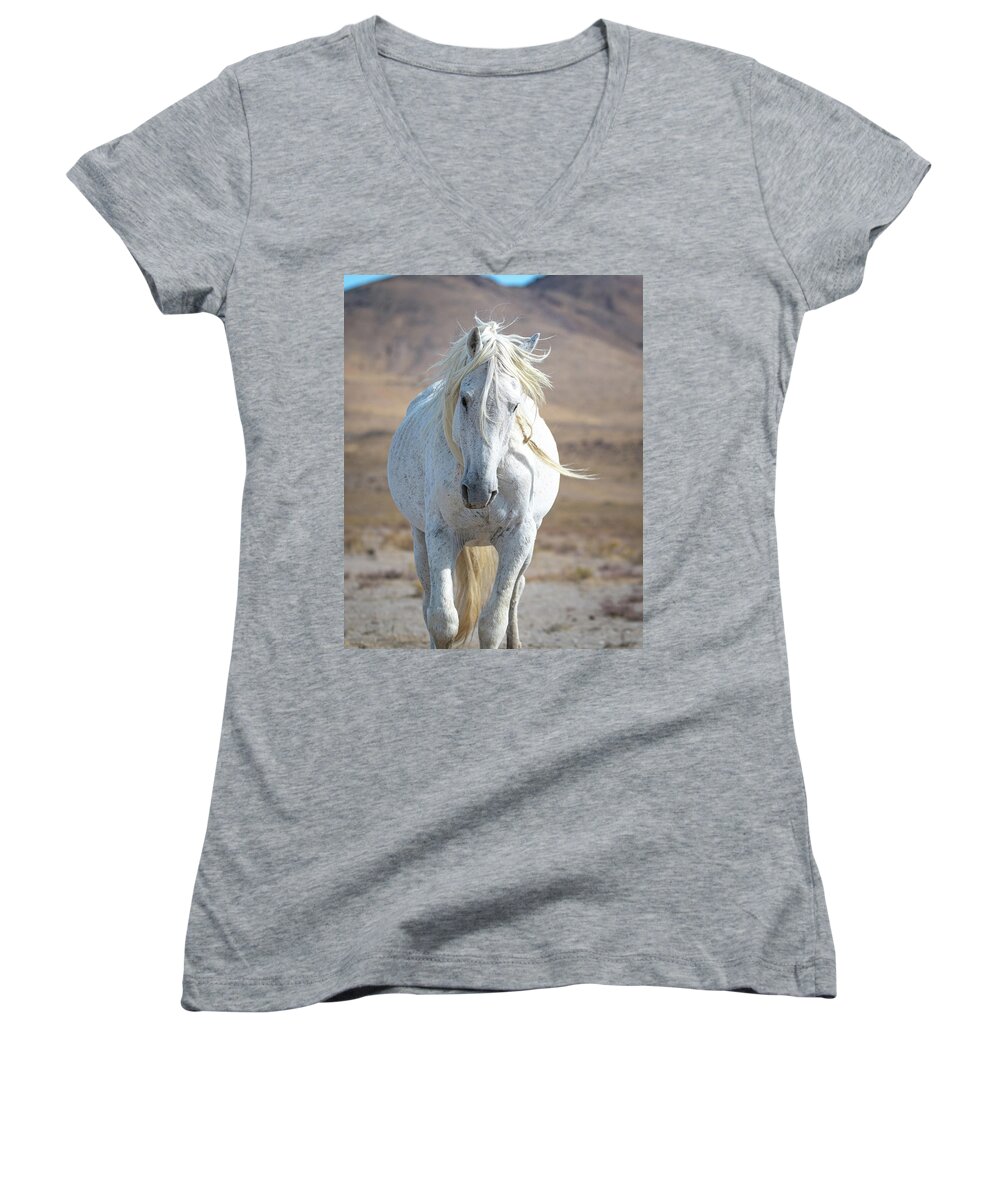 Wild Horses Women's V-Neck featuring the photograph Still Got It by Mary Hone