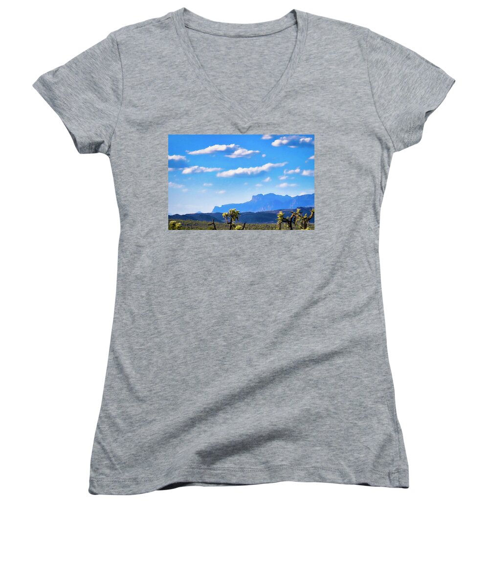 Arizona Women's V-Neck featuring the photograph Superstition Dreaming by Judy Kennedy
