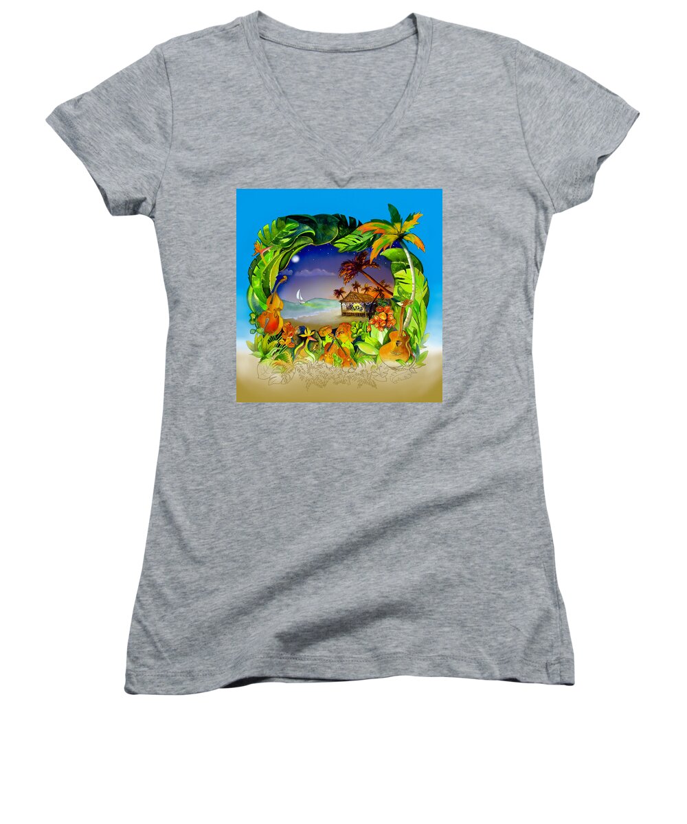 Key West Women's V-Neck featuring the painting Symphony By The Sea by Phyllis London