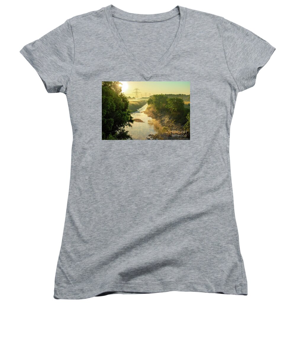 Ten Mile Creek Women's V-Neck featuring the photograph Ten Mile Creek off i45 by Diana Mary Sharpton