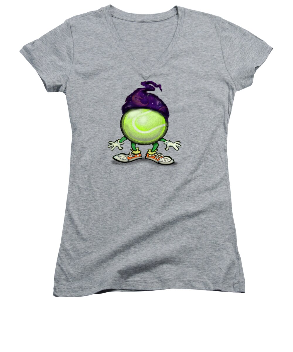 Tennis Women's V-Neck featuring the digital art Tennis Wiz by Kevin Middleton