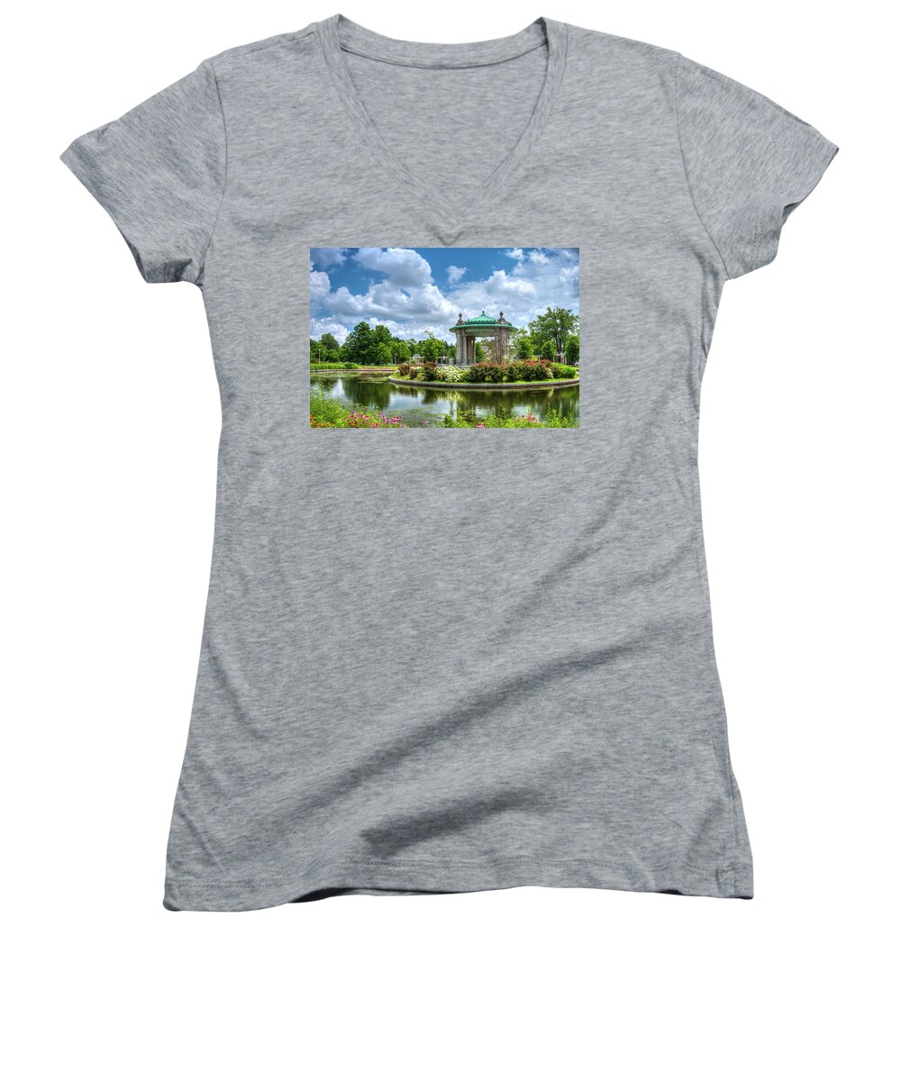 Nathan Frank Bandstand Women's V-Neck featuring the photograph The Bandstand by Randall Allen