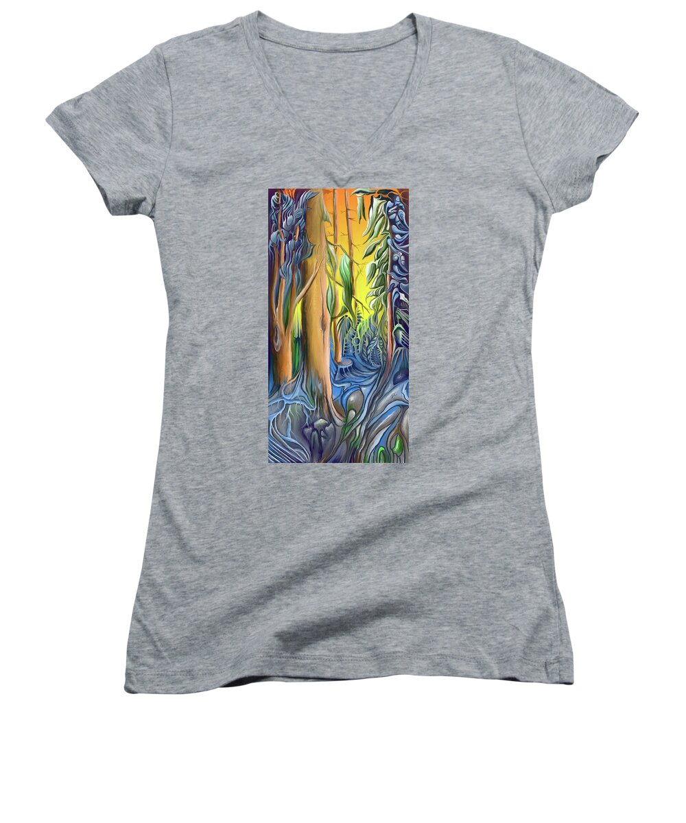 Tree Women's V-Neck featuring the digital art The Northern trees by Darren Cannell