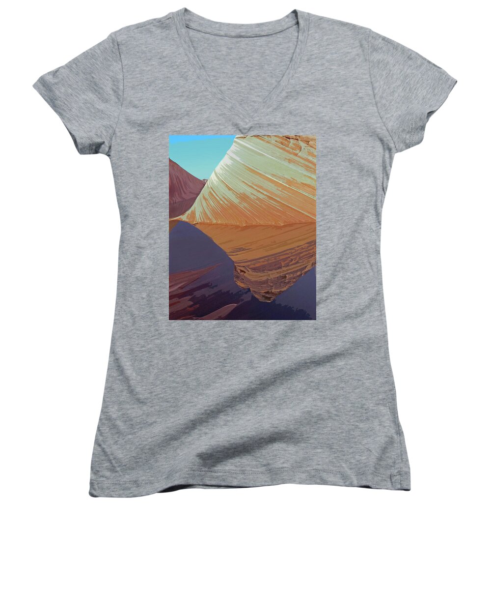 The Wave Women's V-Neck featuring the photograph The Wave 3 Cutout Series by JustJeffAz Photography