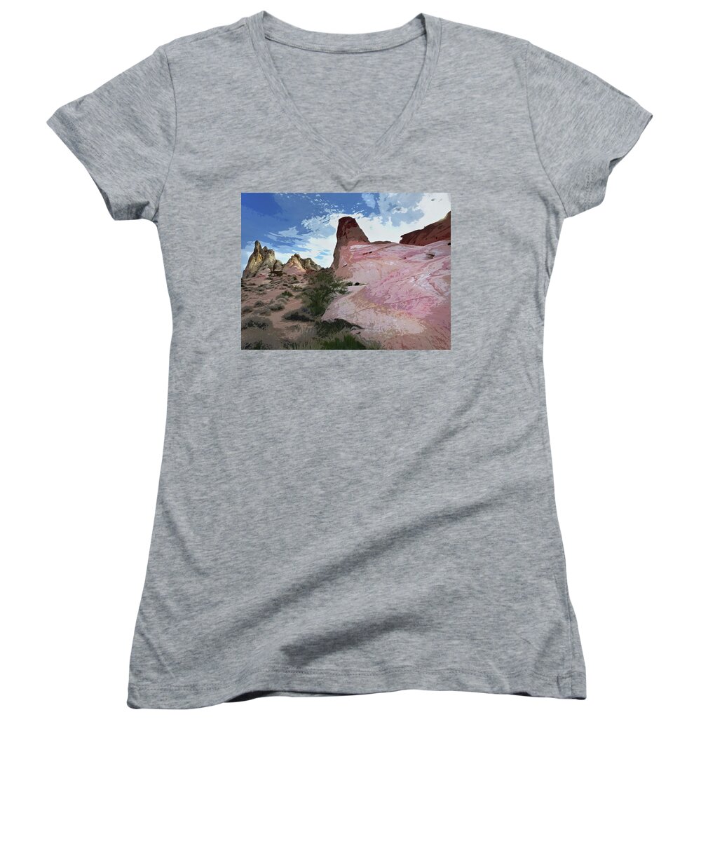 Ribbon Women's V-Neck featuring the photograph Valley of Fire Cutout Series by JustJeffAz Photography