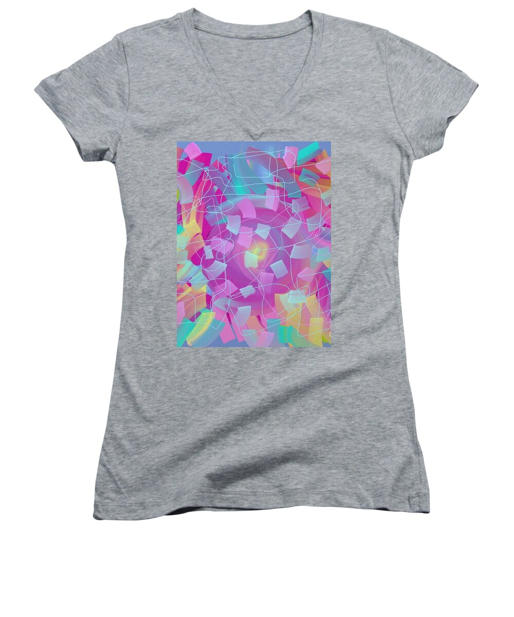 Whirl Women's V-Neck featuring the digital art Whirl by Chani Demuijlder