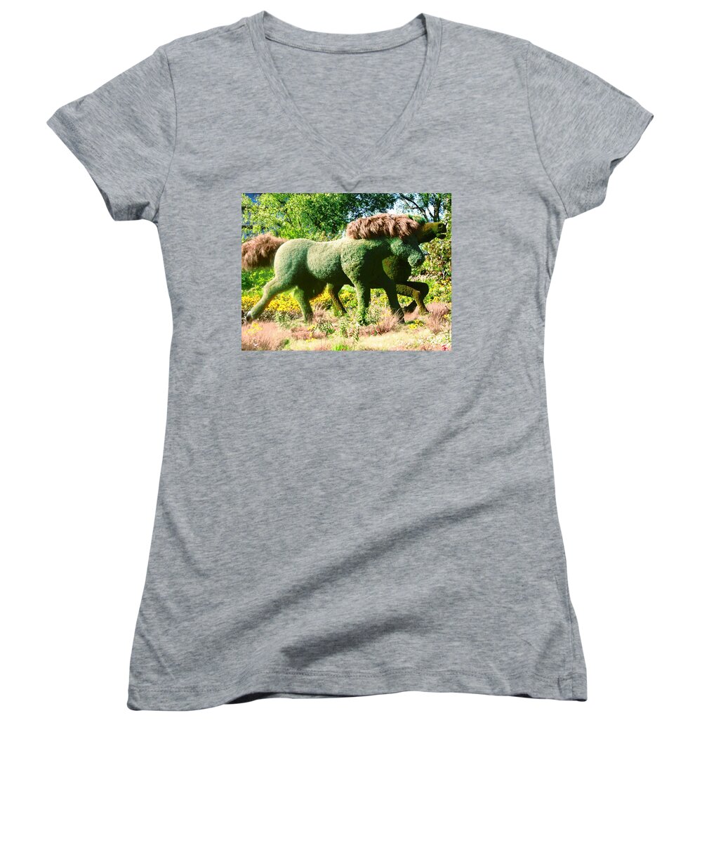 Horses Women's V-Neck featuring the photograph Wild Horses by Stephanie Moore