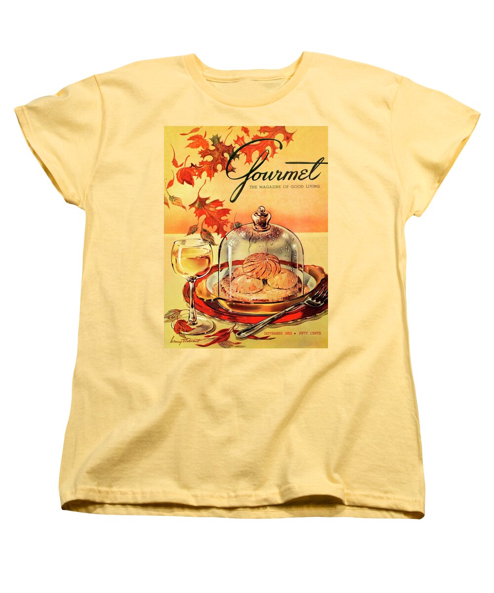 Illustration Women's T-Shirt (Standard Fit) featuring the photograph A Gourmet Cover Of Mushrooms On Toast by Henry Stahlhut
