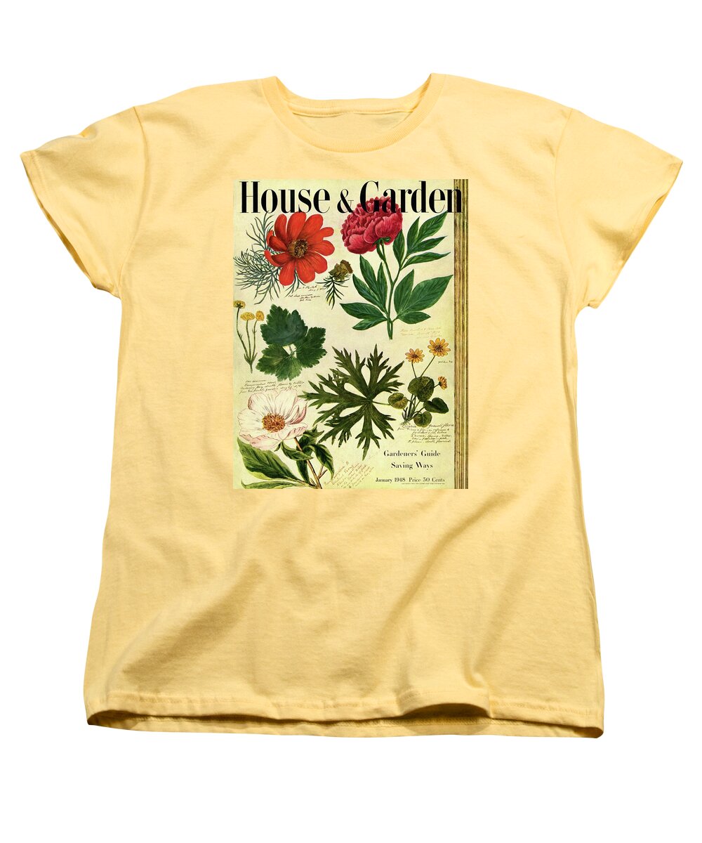 Illustration Women's T-Shirt (Standard Fit) featuring the photograph A House And Garden Cover Of Flowers by Jacob Stauffer
