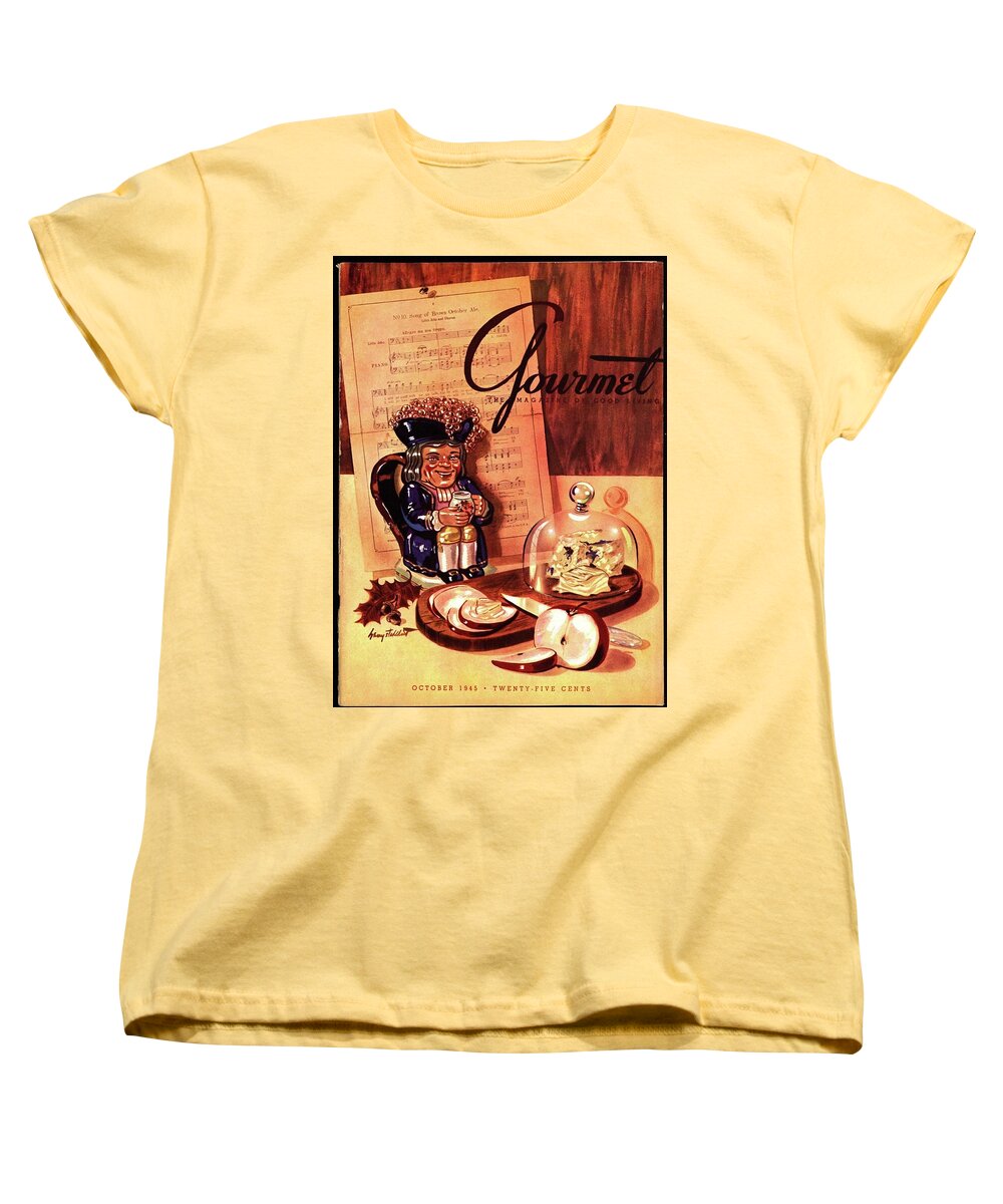 Illustration Women's T-Shirt (Standard Fit) featuring the photograph Gourmet Cover Illustration Of A Tray Of Cheese by Henry Stahlhut