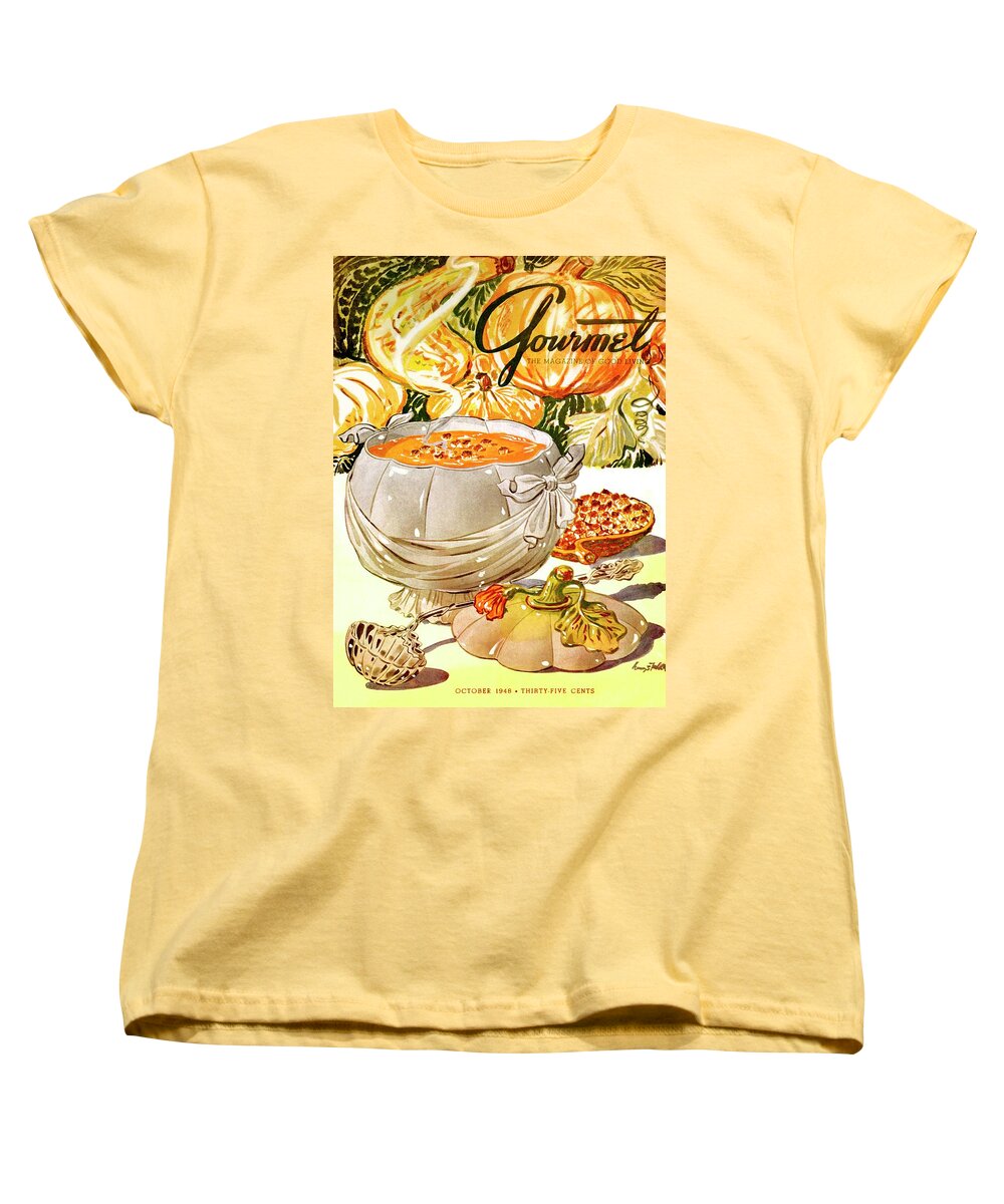 Food Women's T-Shirt (Standard Fit) featuring the photograph Gourmet Cover Of Pumpkin Soup by Henry Stahlhut