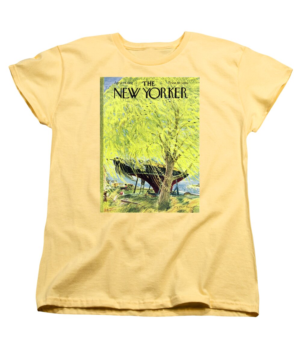 Sailboat Women's T-Shirt (Standard Fit) featuring the painting New Yorker April 26 1952 by Garrett Price