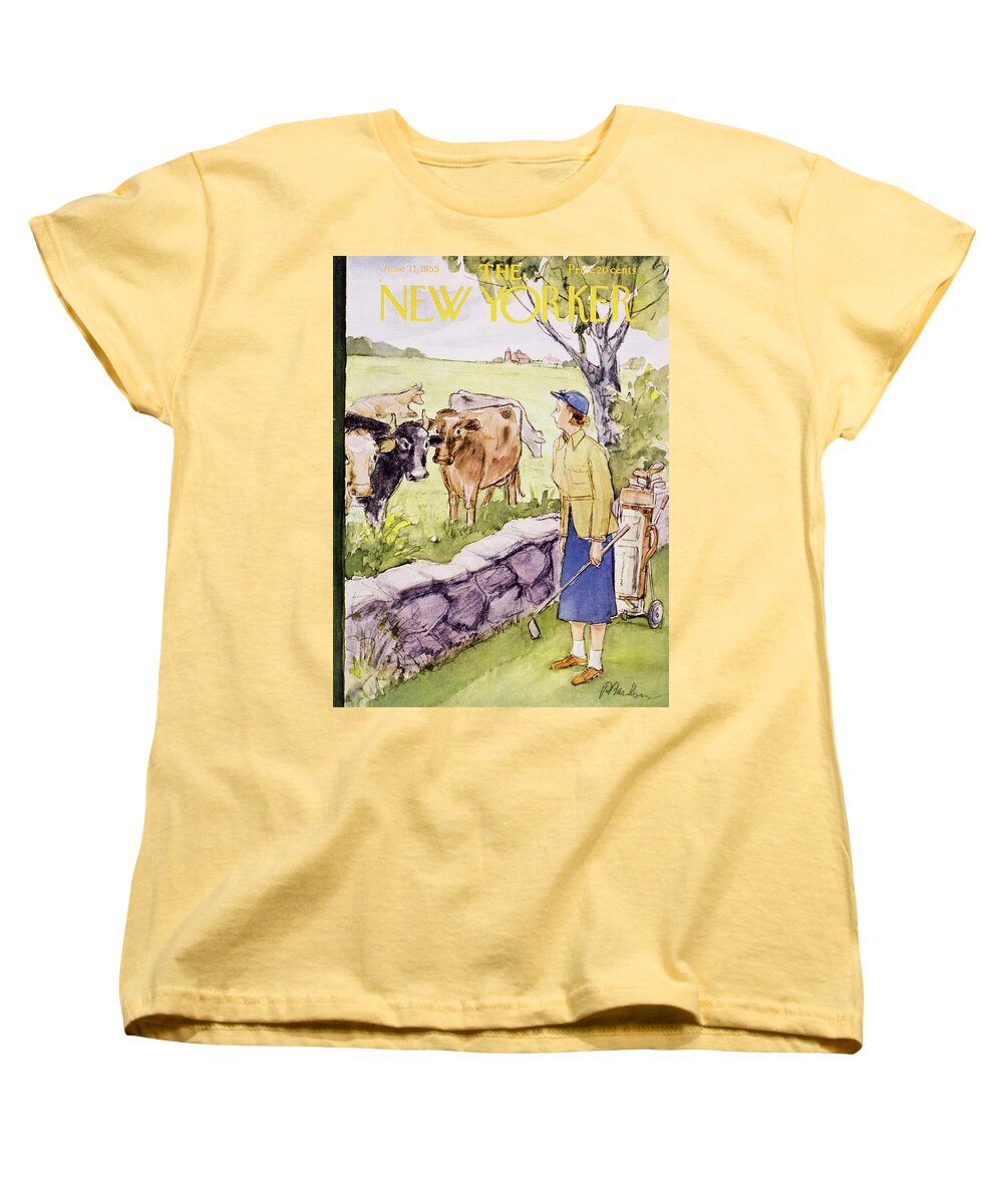 Golf Women's T-Shirt (Standard Fit) featuring the painting New Yorker June 11 1955 by Perry Barlow
