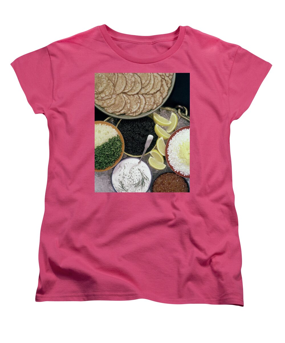 Nobody Women's T-Shirt (Standard Fit) featuring the photograph A Buffet With Blinis by Karlson