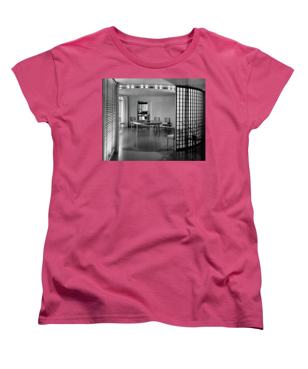Architecture Women's T-Shirt (Standard Fit) featuring the photograph Dining Room In Mr. And Mrs. Alfred J. Bromfield by Hedrich-Blessing