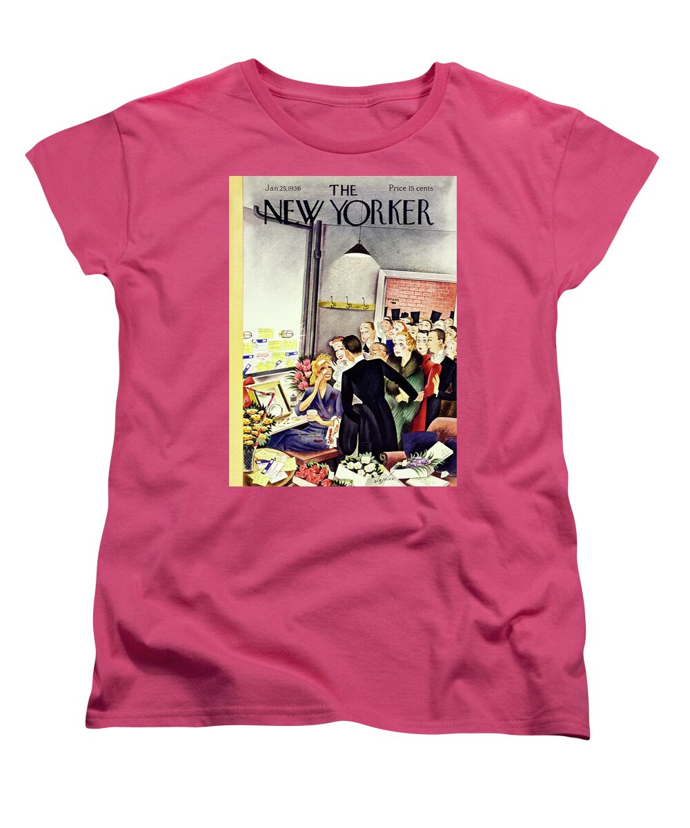 Actress Women's T-Shirt (Standard Fit) featuring the painting New Yorker January 25 1936 by Constantin Alajalov