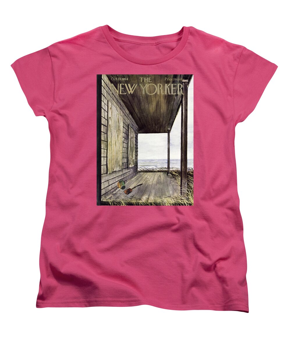 Boarded Up Women's T-Shirt (Standard Fit) featuring the painting New Yorker October 23 1954 by Roger Duvoisin