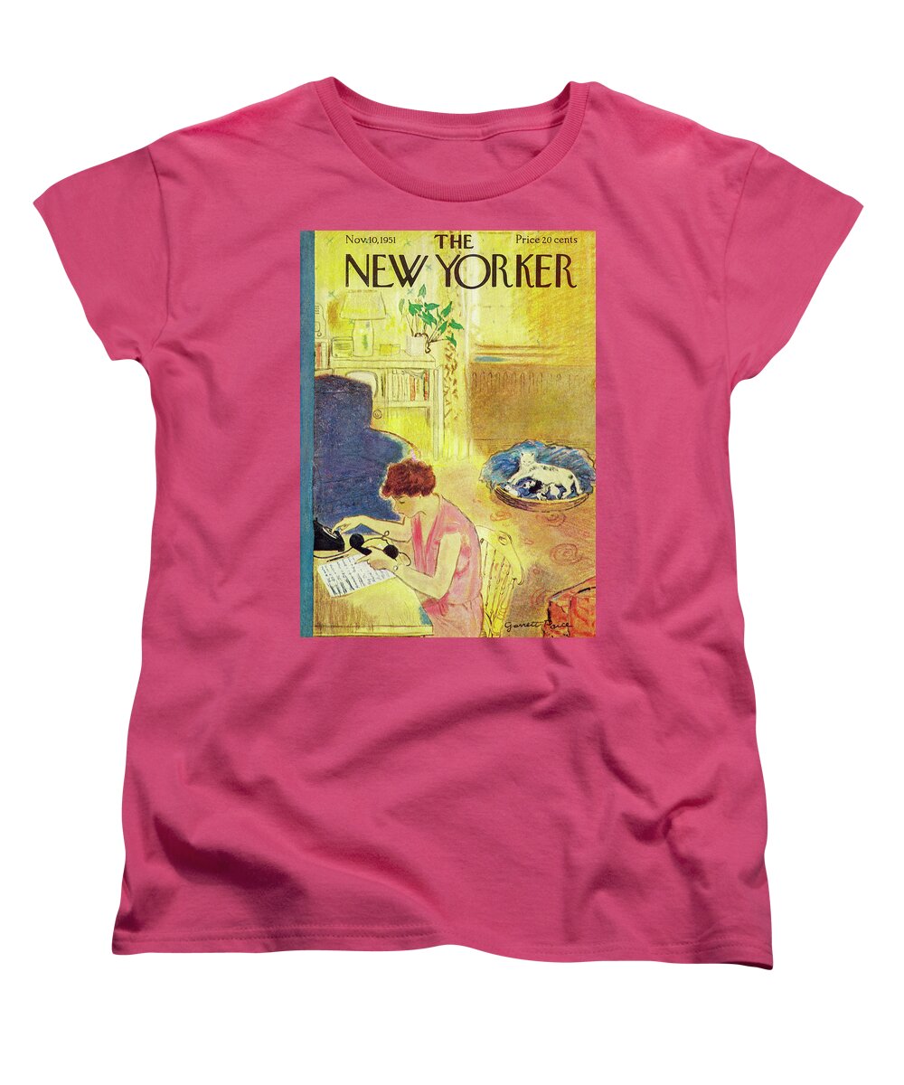 Cat Women's T-Shirt (Standard Fit) featuring the painting New Yorker November 10, 1951 by Garrett Price