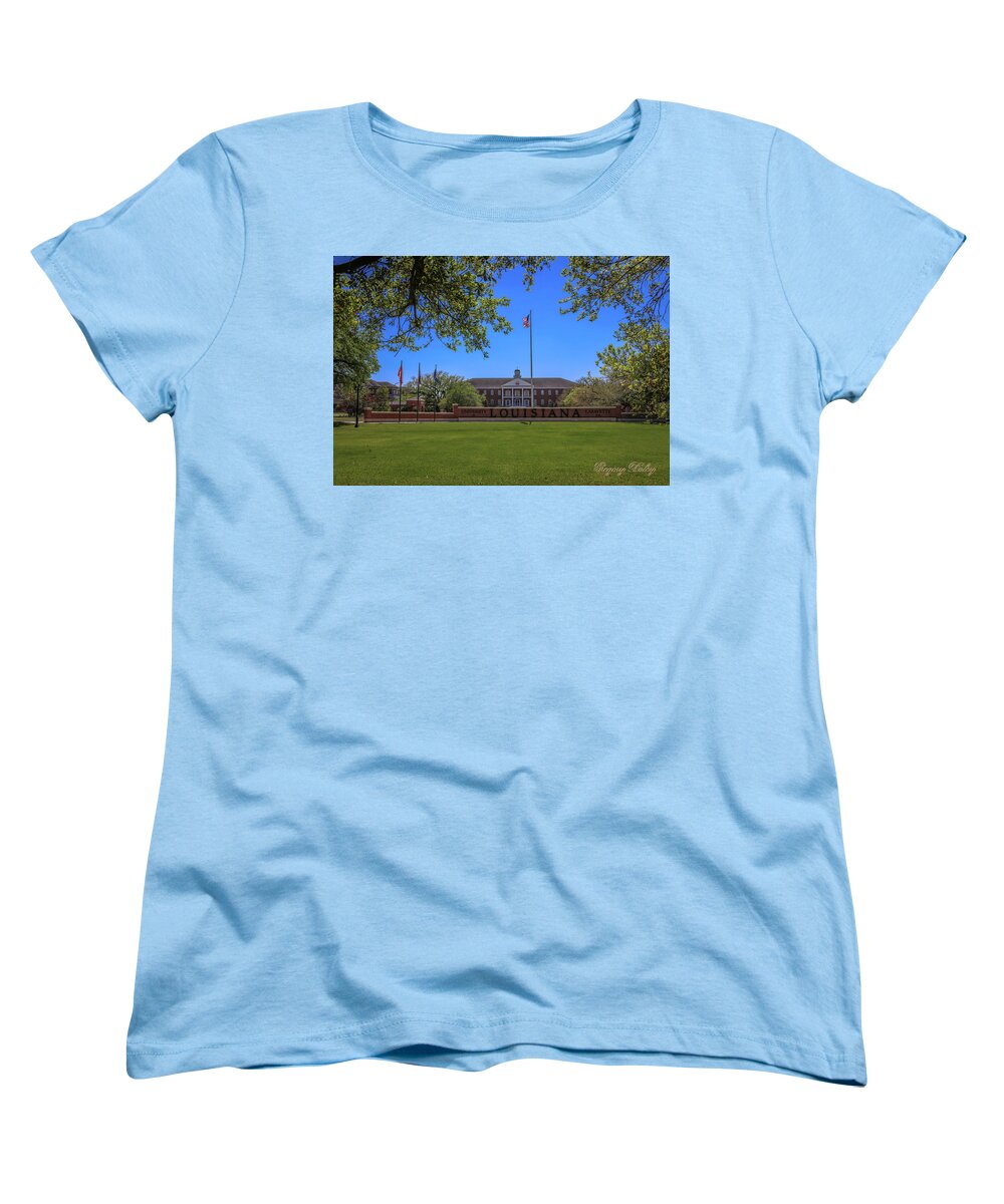 Ul Women's T-Shirt (Standard Fit) featuring the photograph Flag at Entrance by Gregory Daley MPSA