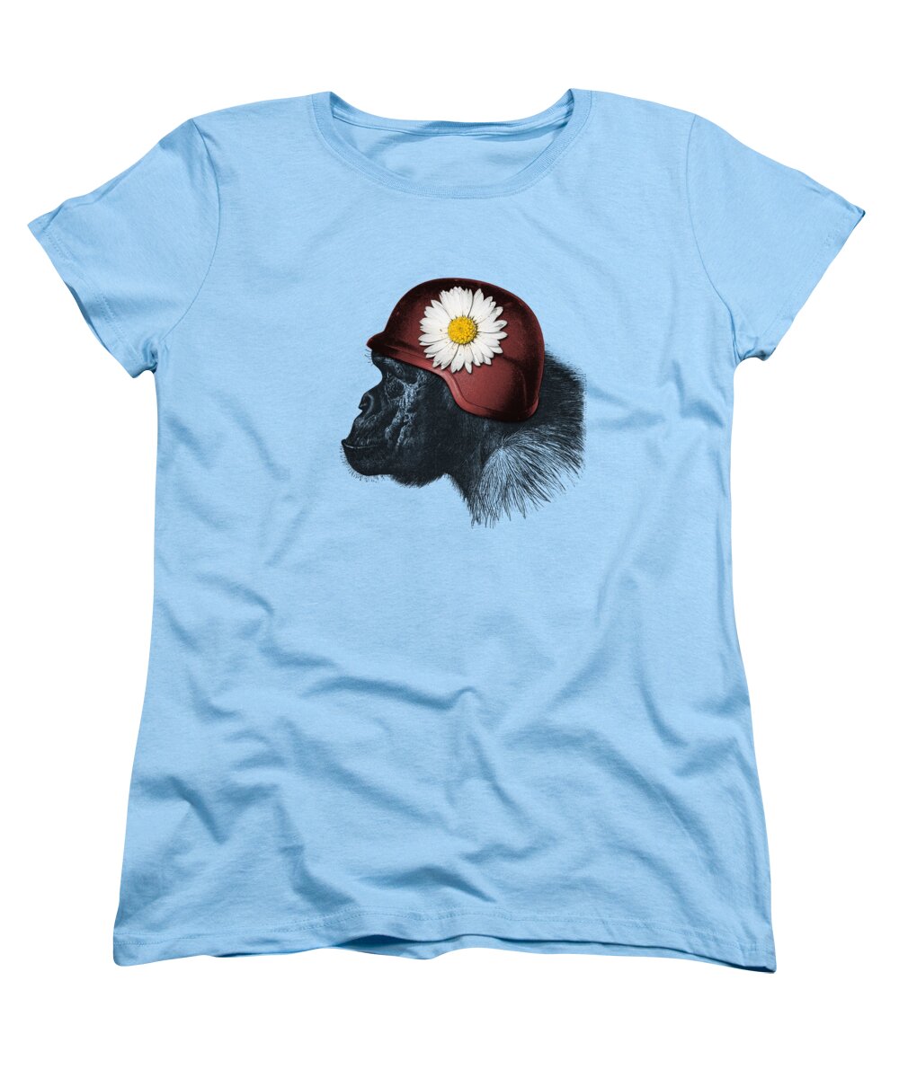 Chimp Women's T-Shirt (Standard Fit) featuring the digital art Funny Monkey Face by Madame Memento