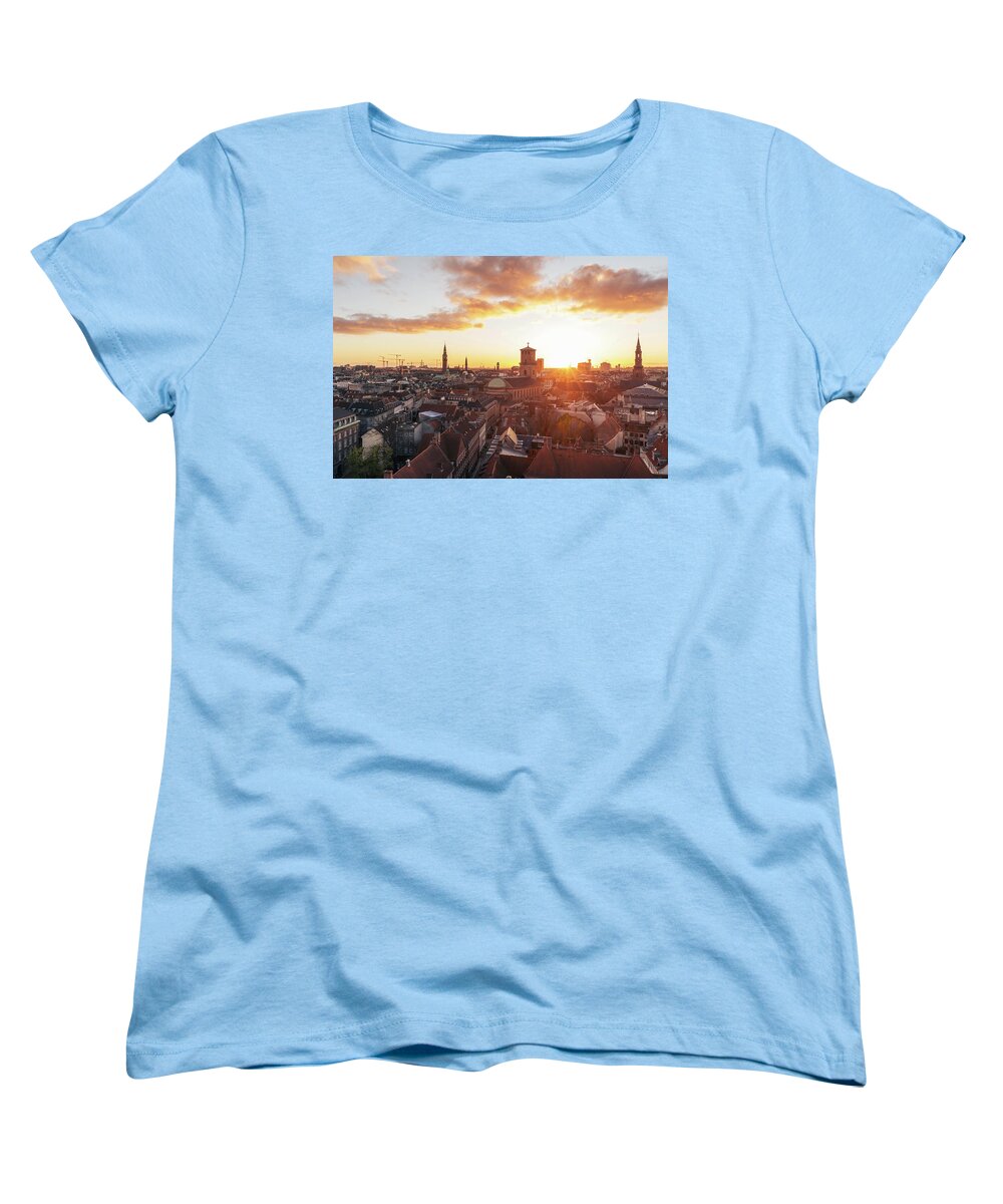 City Women's T-Shirt (Standard Fit) featuring the photograph Sunset above Copenhagen by Hannes Roeckel