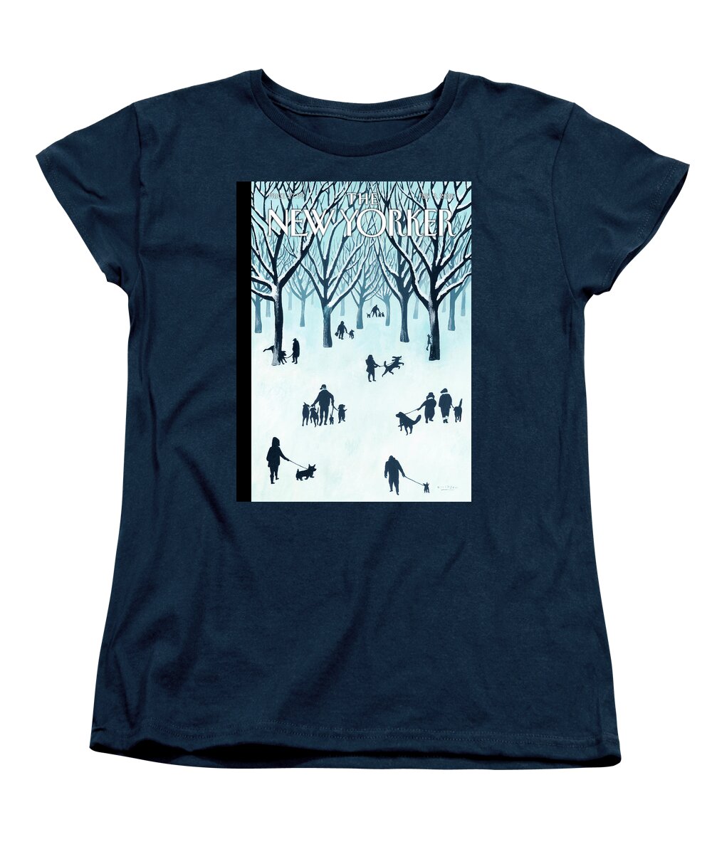 Snow Women's T-Shirt (Standard Fit) featuring the painting A Walk In The Snow by Mark Ulriksen