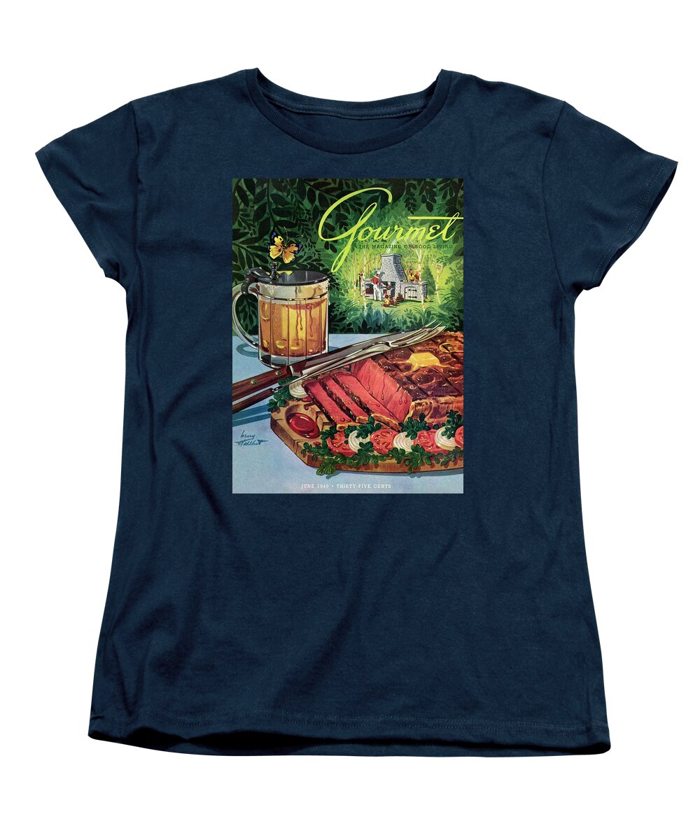 Food Women's T-Shirt (Standard Fit) featuring the photograph Barbeque Meat And A Mug Of Beer by Henry Stahlhut