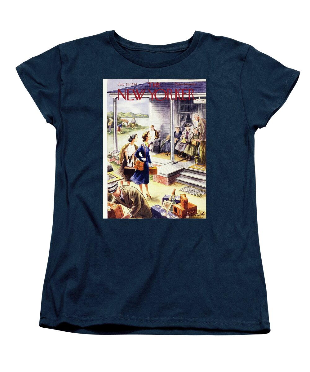 Young Women Women's T-Shirt (Standard Fit) featuring the painting New Yorker July 24 1954 by Constantin Alajalov