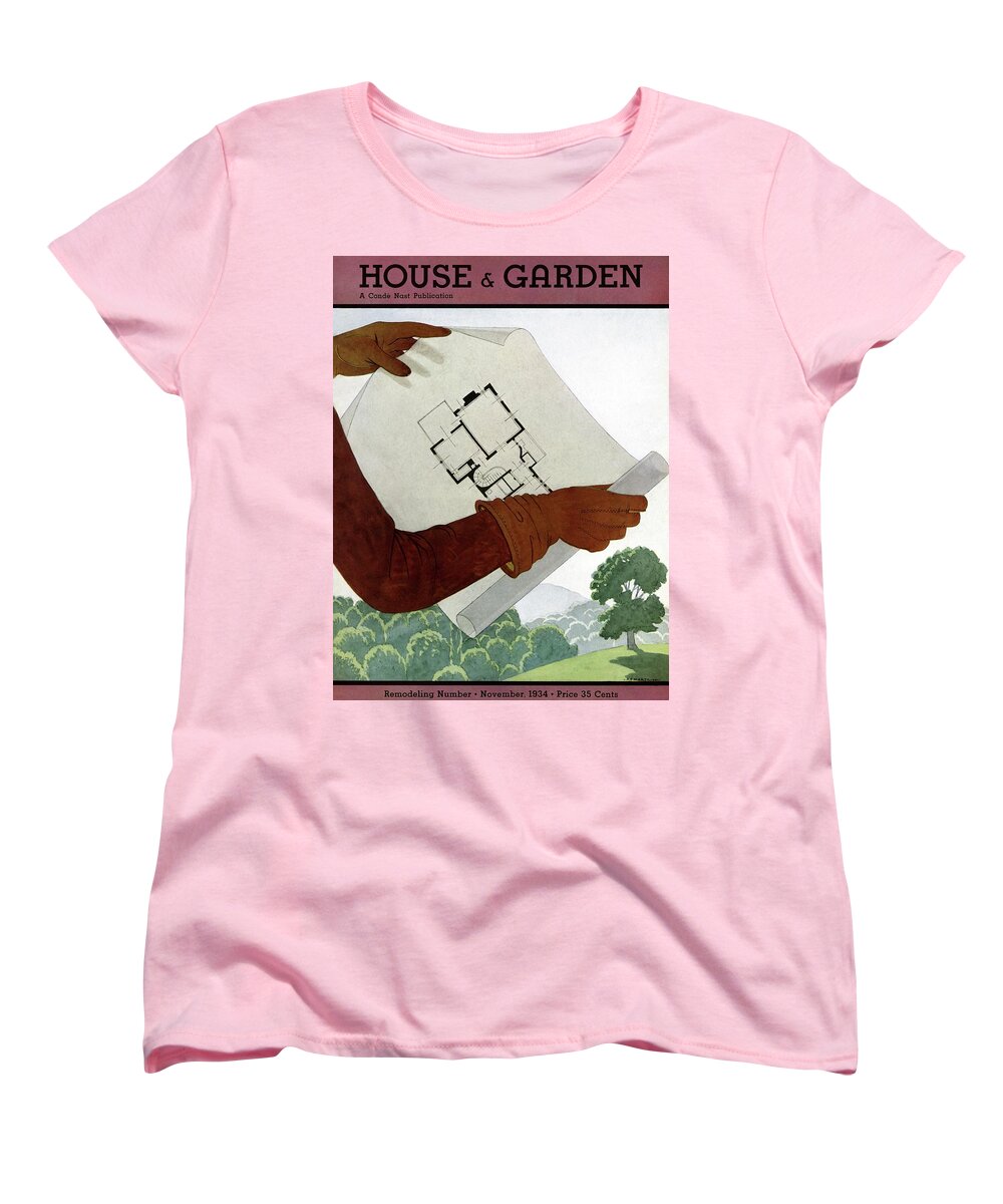 House & Garden Women's T-Shirt (Standard Fit) featuring the photograph House & Garden Cover Illustration Of A Pair by Georges Lepape