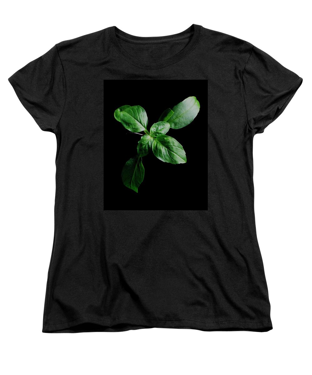 Herbs Women's T-Shirt (Standard Fit) featuring the photograph A Sprig Of Basil #1 by Romulo Yanes
