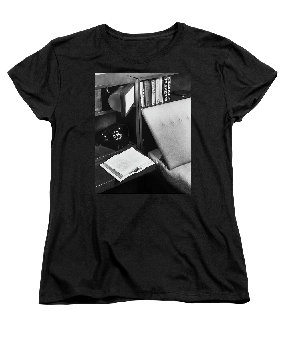 Bedroom Women's T-Shirt (Standard Fit) featuring the photograph A Bed And A Open Book by Scott Hyde
