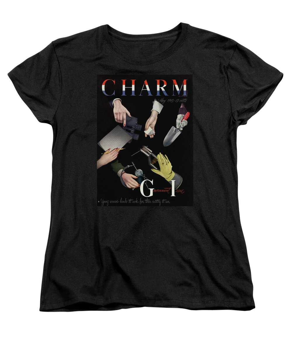 Political Women's T-Shirt (Standard Fit) featuring the photograph A Charm Cover Of Women's Hands Reaching For Tools by George Karger