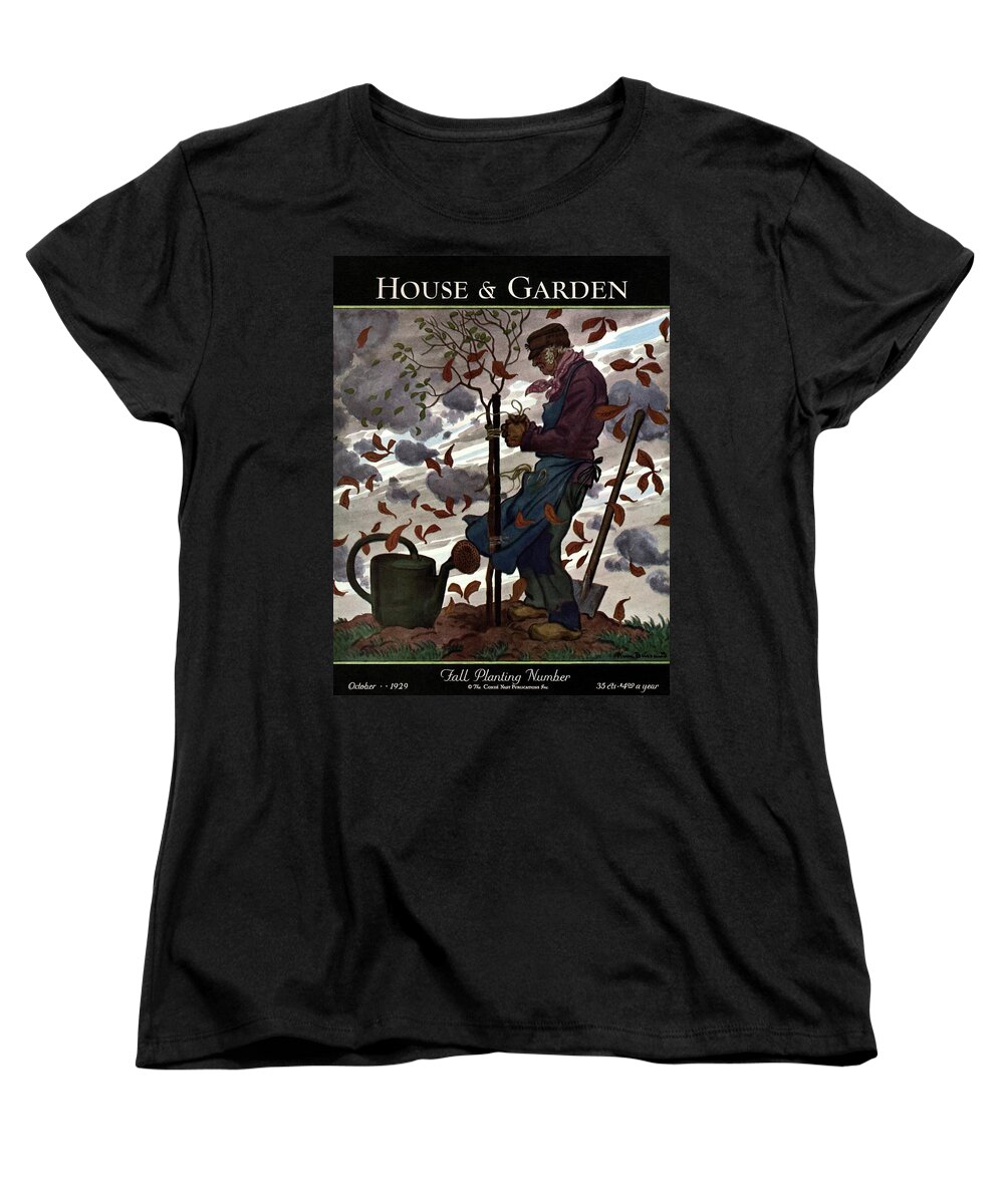 Illustration Women's T-Shirt (Standard Fit) featuring the photograph A House And Garden Cover Of A Gardener by Pierre Brissaud