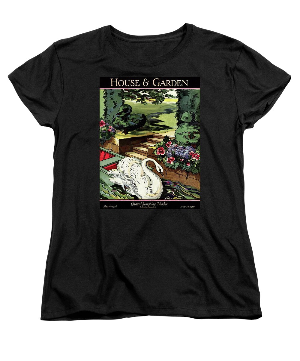 House & Garden Women's T-Shirt (Standard Fit) featuring the photograph House & Garden Cover Illustration Of A Swan by Joseph B. Platt