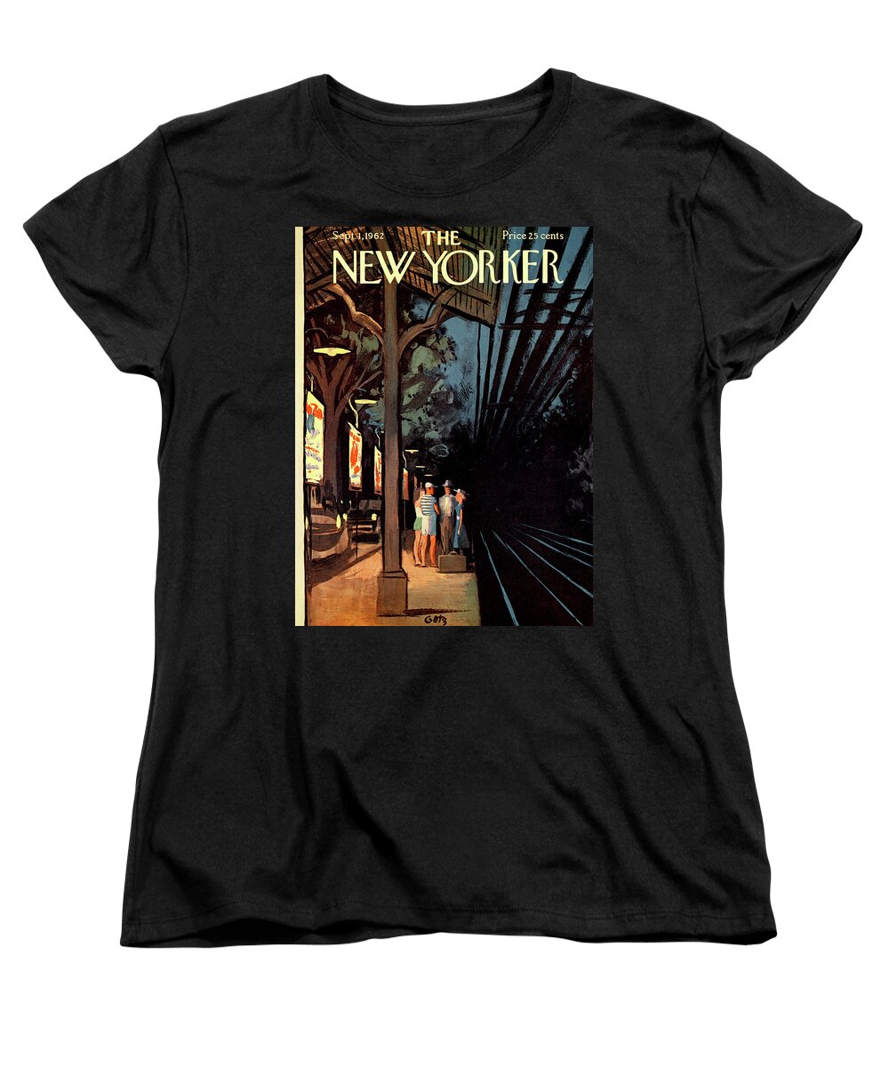 Wait Women's T-Shirt (Standard Fit) featuring the painting New Yorker September 1st, 1962 by Arthur Getz