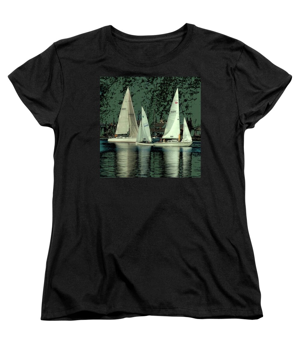 Sailing Reflections Women's T-Shirt (Standard Fit) featuring the photograph Sailing Reflections by David Patterson