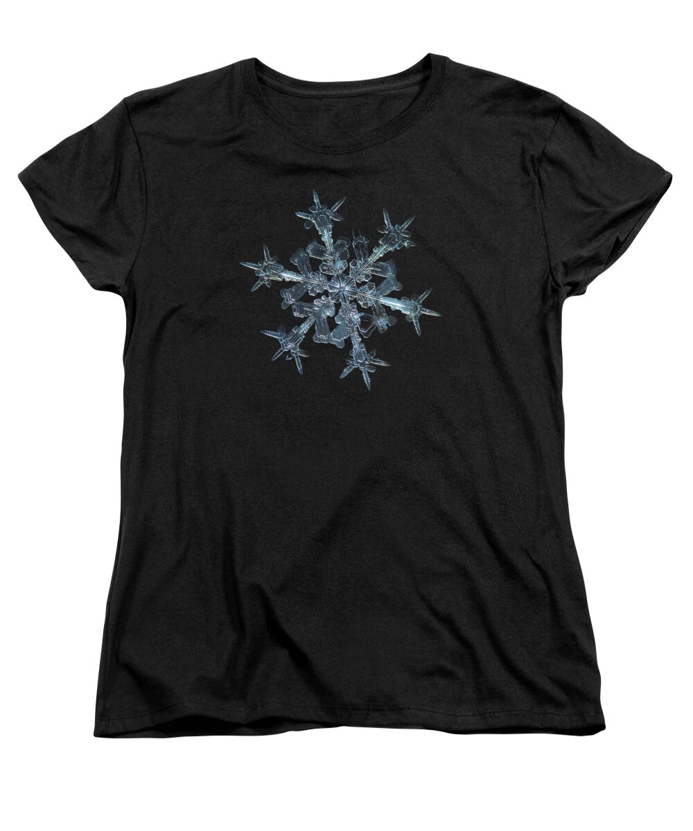 Snowflake Women's T-Shirt (Standard Fit) featuring the photograph Snowflake photo - Starlight by Alexey Kljatov