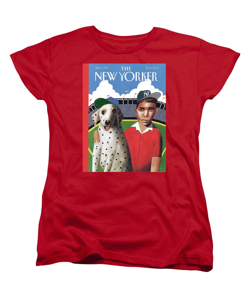 Play Ball Women's T-Shirt (Standard Fit) featuring the painting New Yorker May 1st, 1995 by Mark Ulriksen