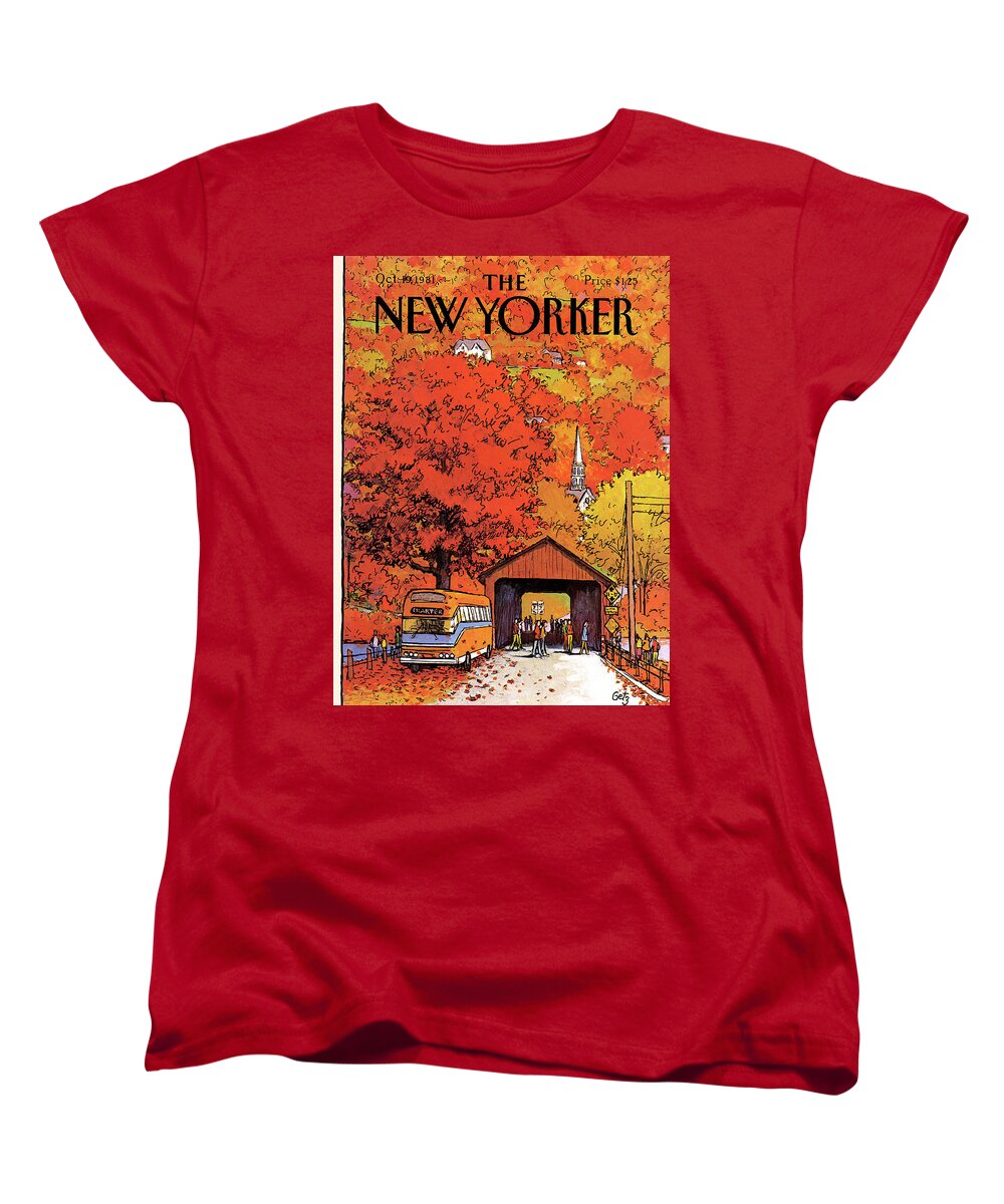 Season Women's T-Shirt (Standard Fit) featuring the painting New Yorker October 19th, 1981 by Arthur Getz