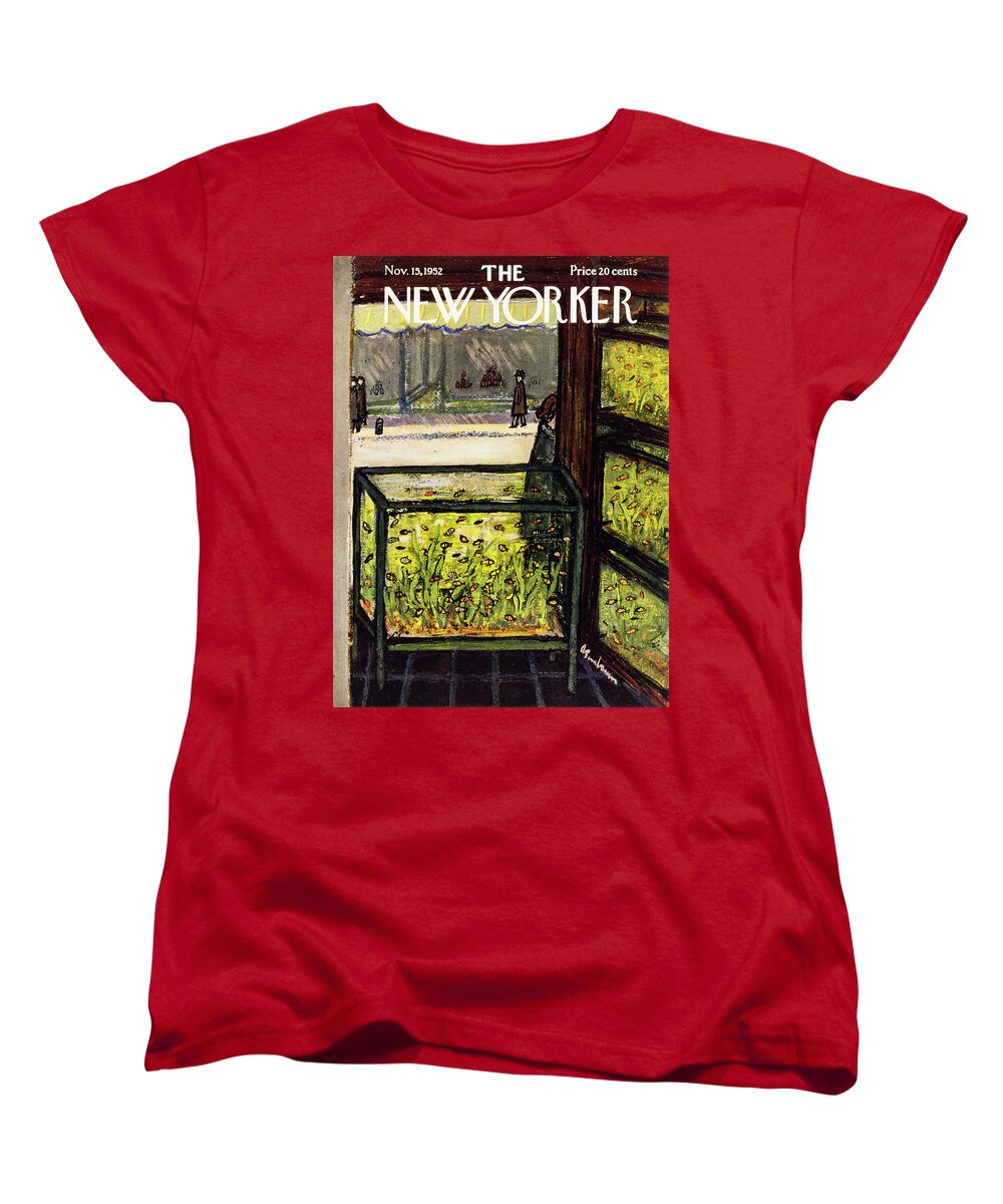 Pet Store Women's T-Shirt (Standard Fit) featuring the painting New Yorker November 15 1952 by Abe Birnbaum