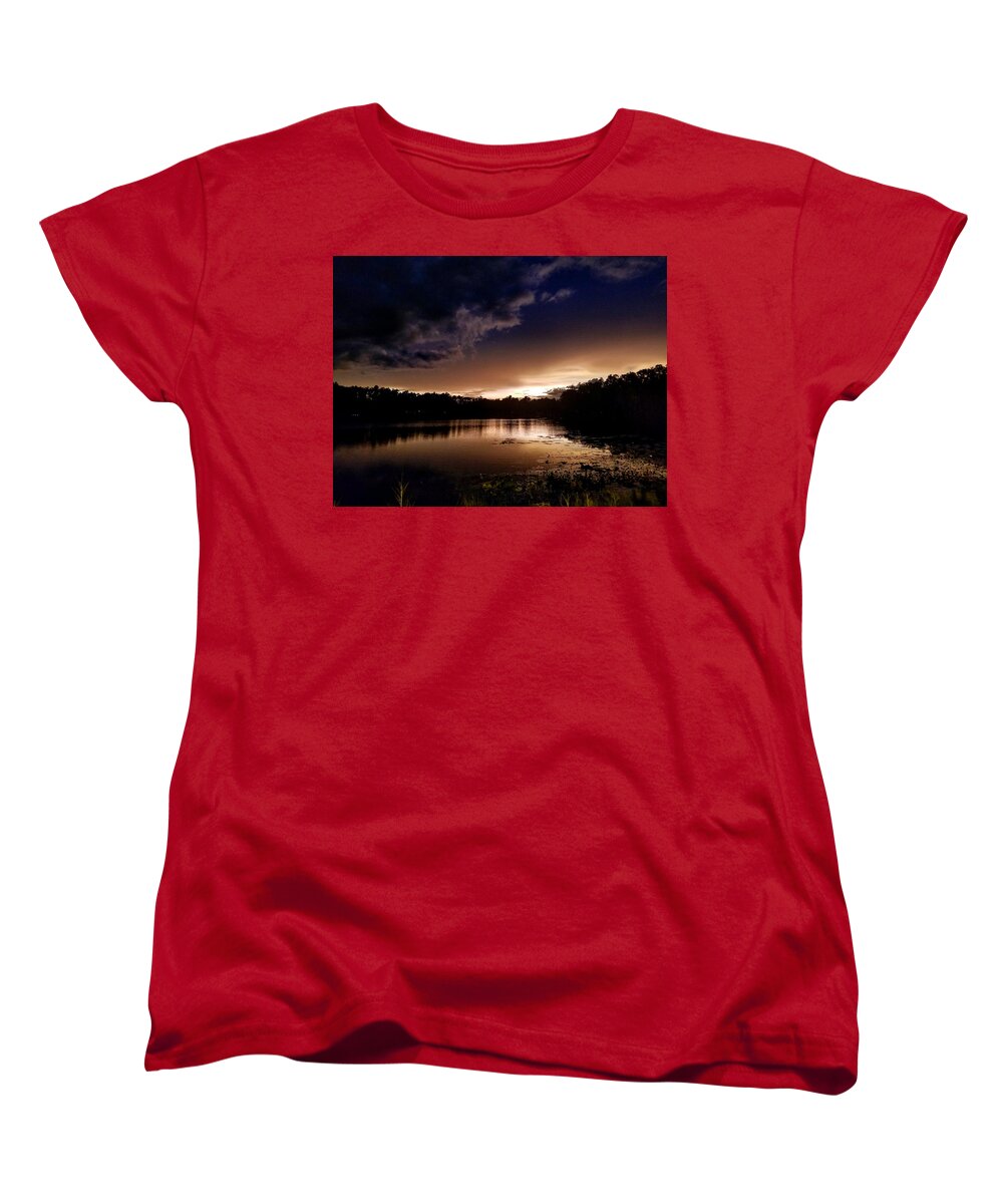 Sunset Women's T-Shirt (Standard Fit) featuring the photograph Dark Reflections by Shena Sanders