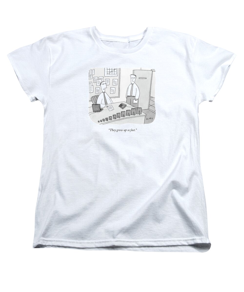 Offices Women's T-Shirt (Standard Fit) featuring the drawing They Grow Up So Fast by Peter C. Vey