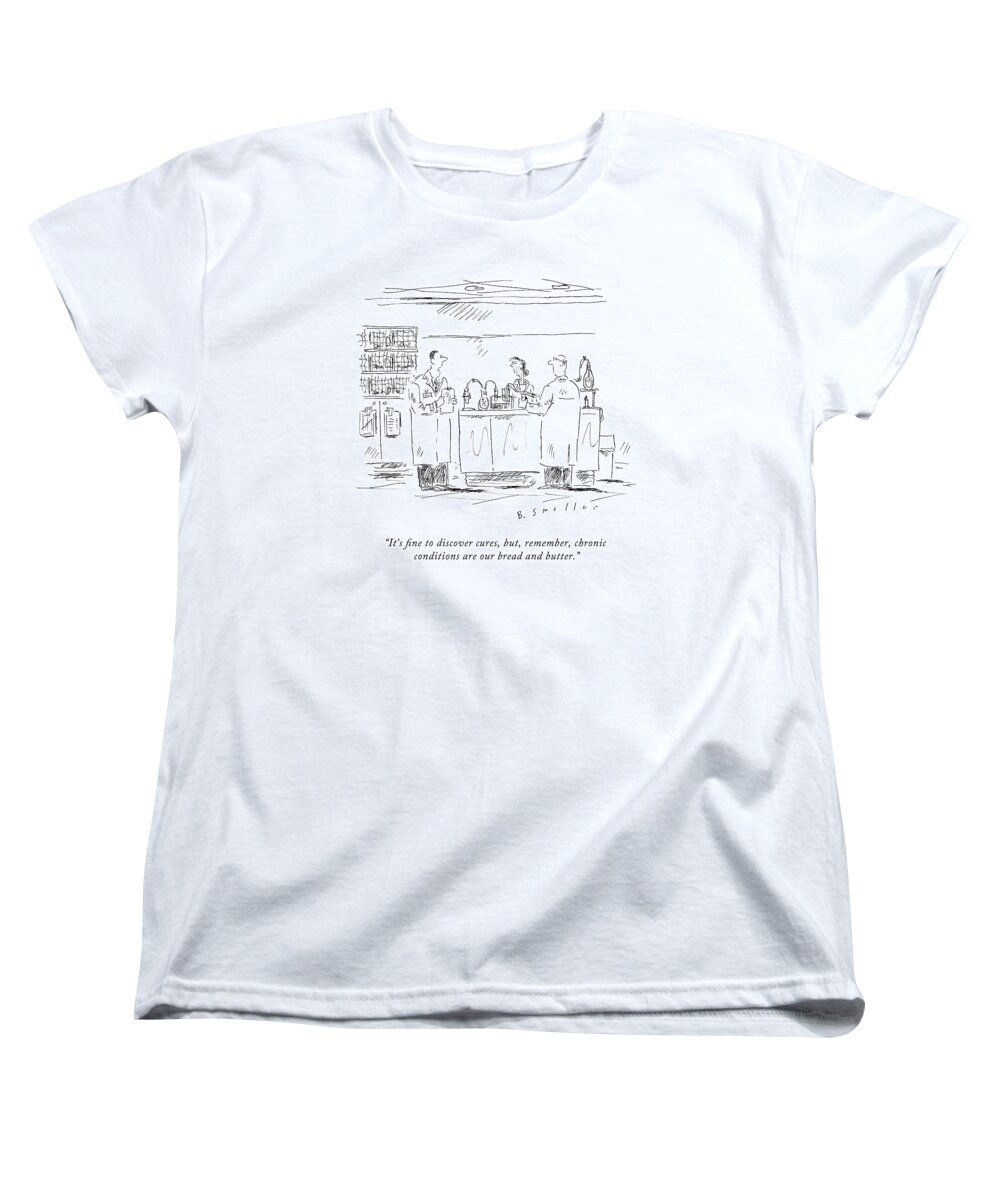Science Women's T-Shirt (Standard Fit) featuring the drawing It's Fine To Discover Cures by Barbara Smaller