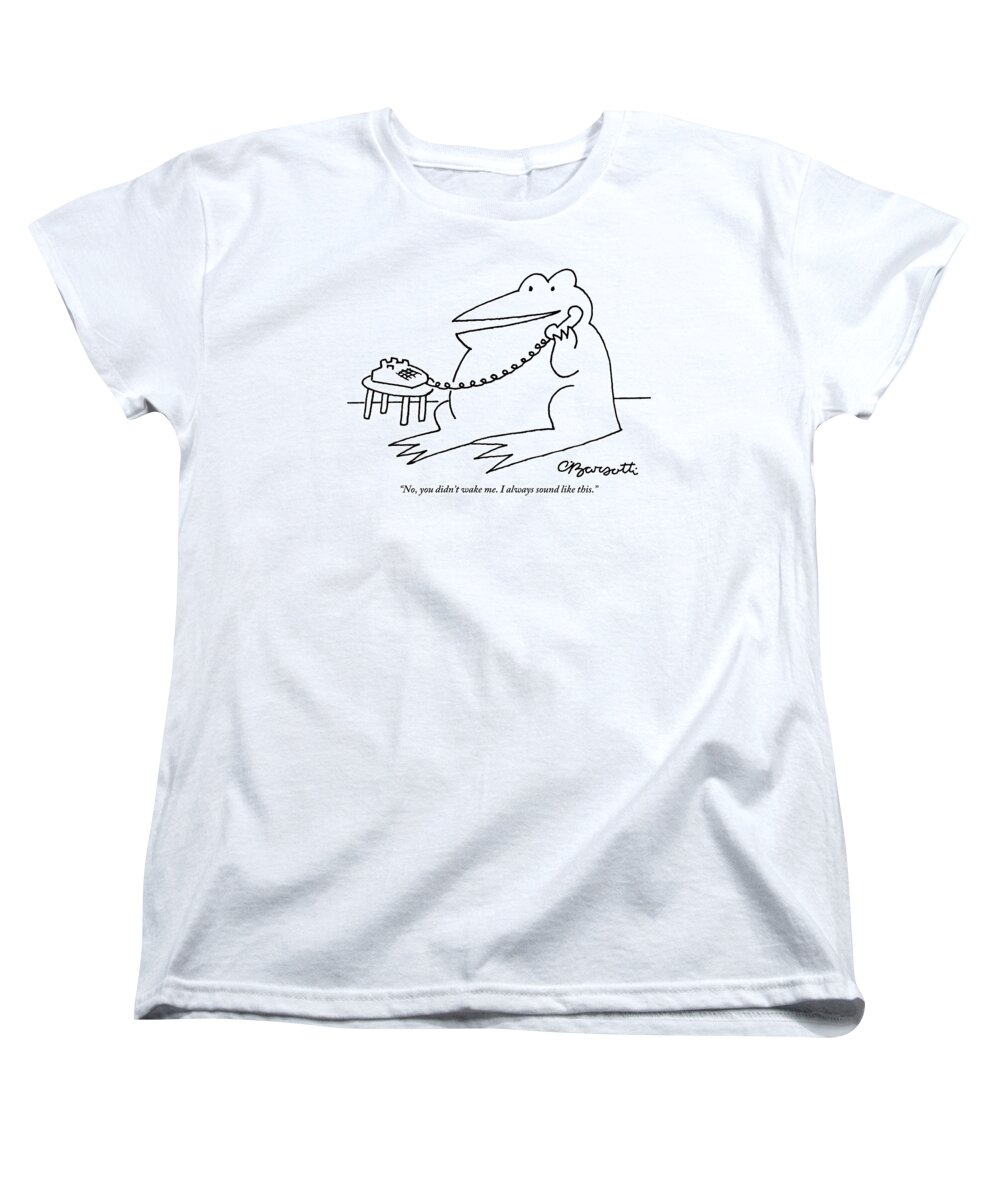 Frogs Women's T-Shirt (Standard Fit) featuring the drawing A Frog Answers The Telephone by Charles Barsotti