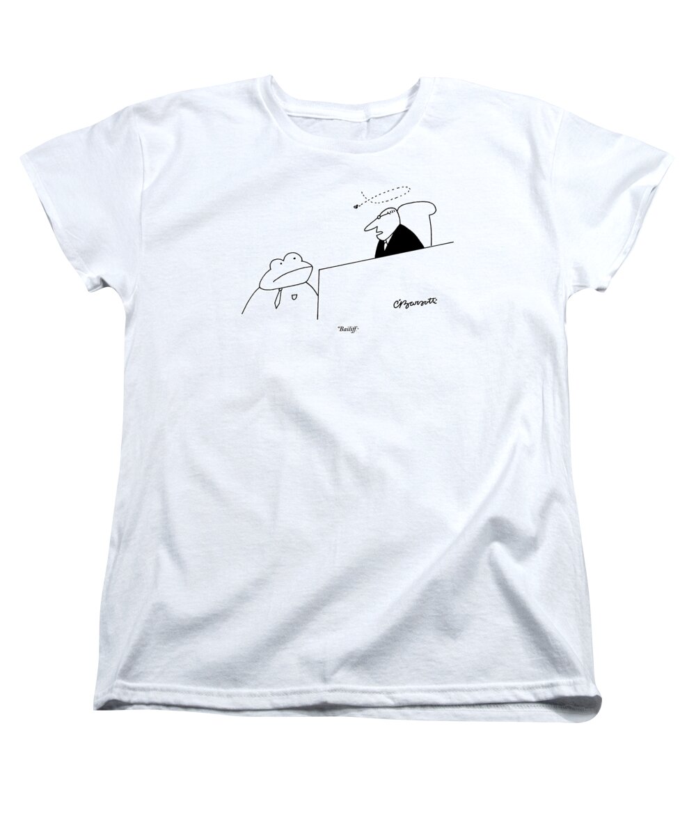 Courtroom Scenes Women's T-Shirt (Standard Fit) featuring the drawing A Judge Speaks To The Bailiff by Charles Barsotti