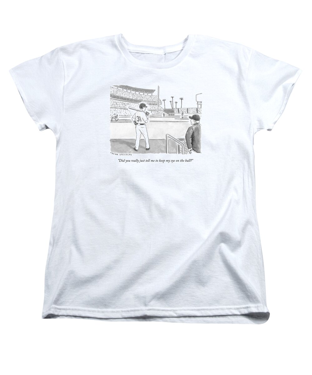 Baseball Women's T-Shirt (Standard Fit) featuring the drawing A Major League Baseball Player On Deck by Trevor Spaulding