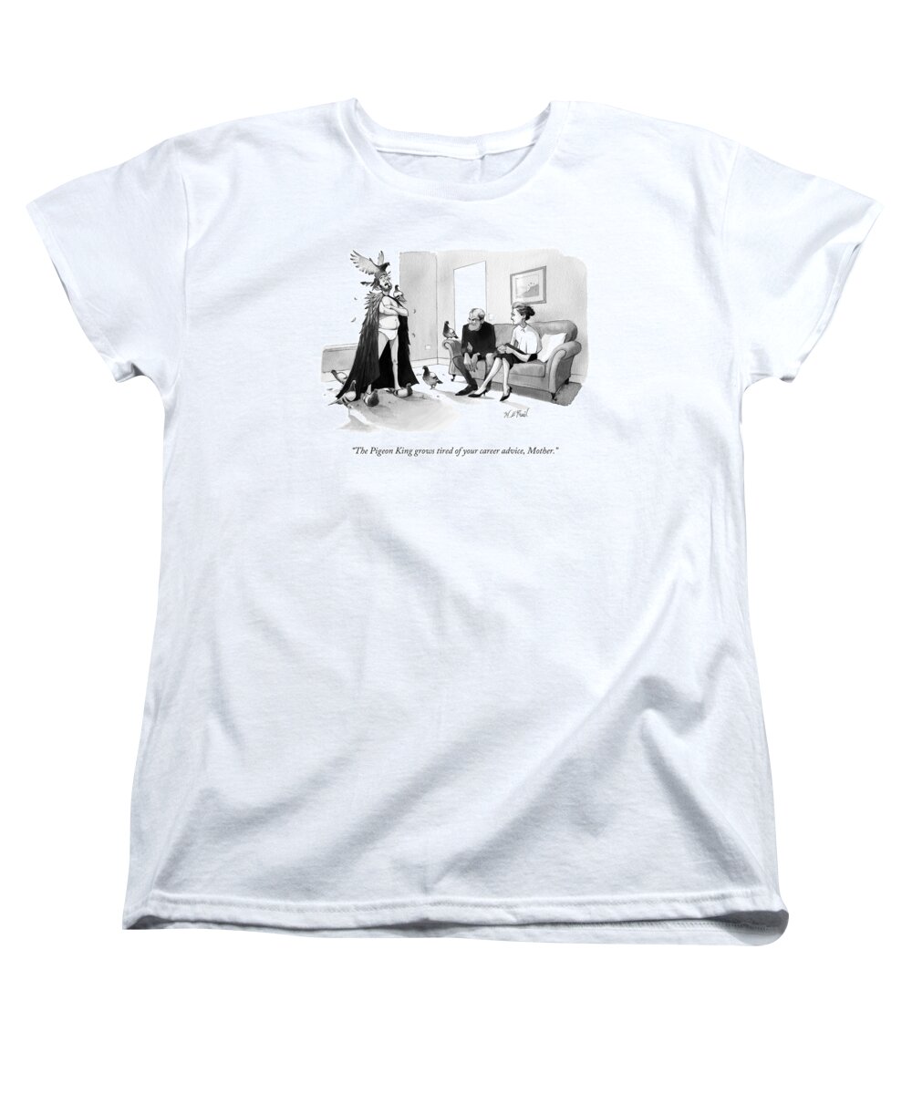 Son Women's T-Shirt (Standard Fit) featuring the drawing A Man In Underwear And A Cape by Will McPhail