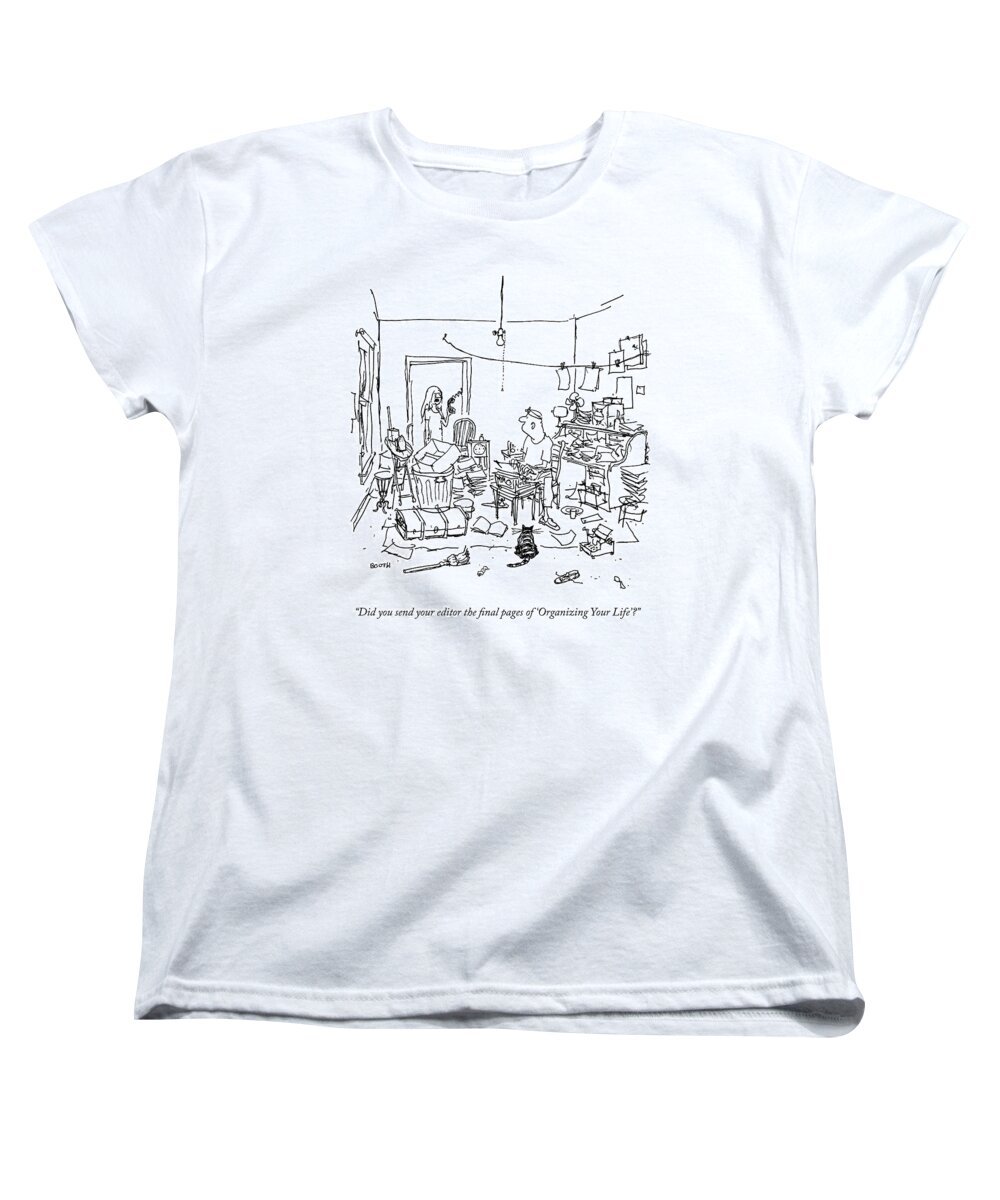 Clutter Women's T-Shirt (Standard Fit) featuring the drawing A Wife Asks Her Writer-husband by George Booth
